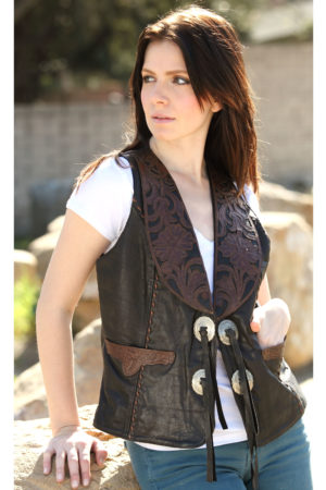 Women hand tooled vests